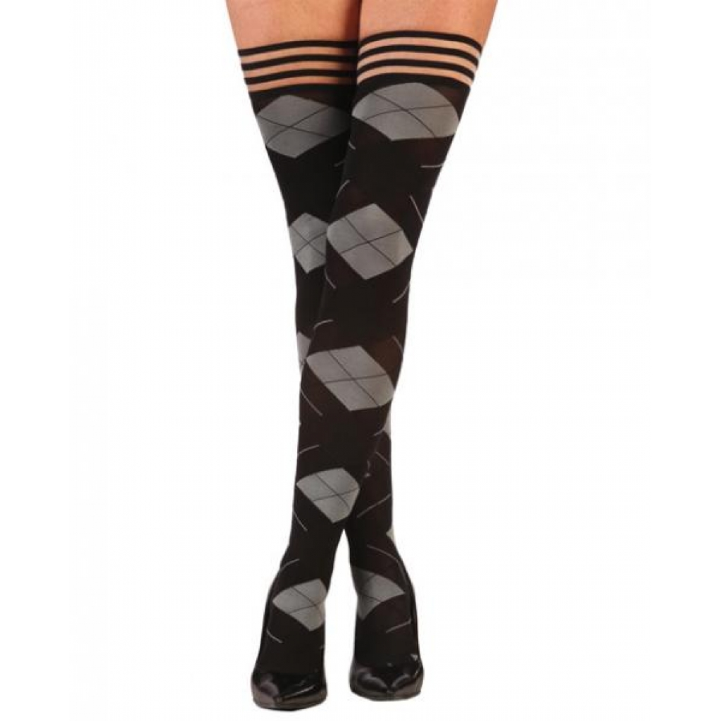 Kixies Kimmie Argyle Thigh Highs - Medium