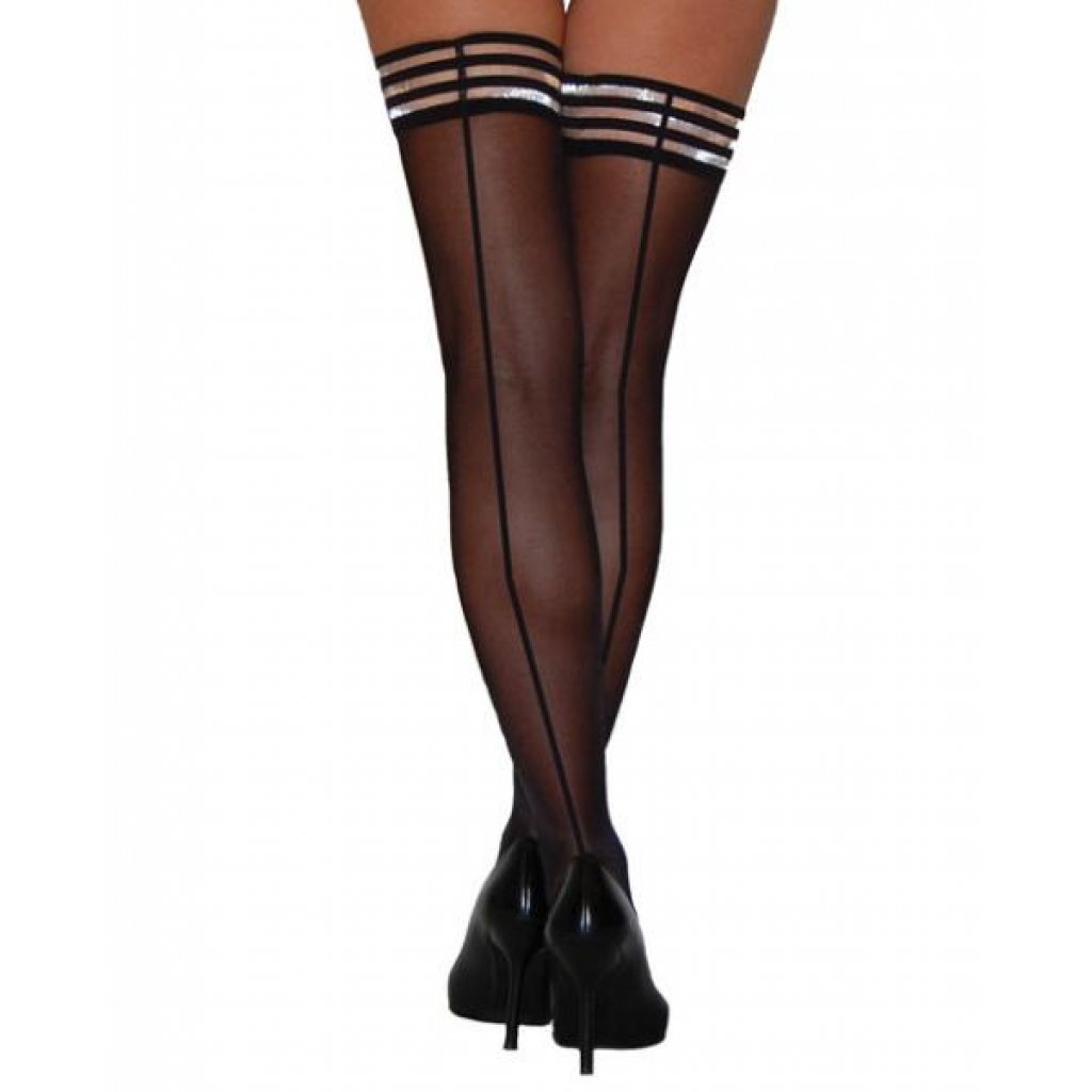 Kixies Lois Thigh Highs - Black Back Seam