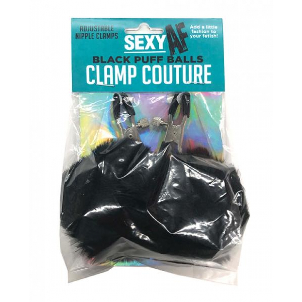 Sexy AF Nipple Clamps - Black Puff Ball