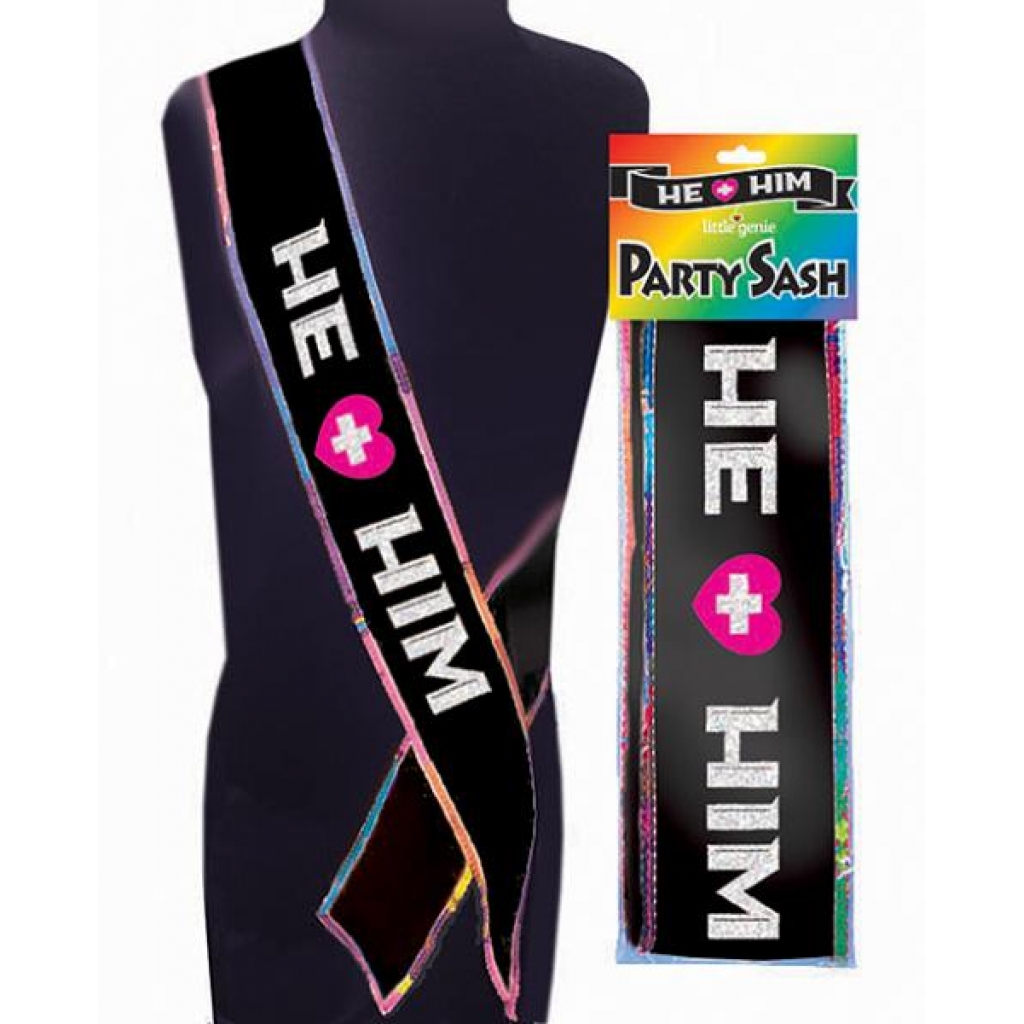 He + Him Sash - Black O/S