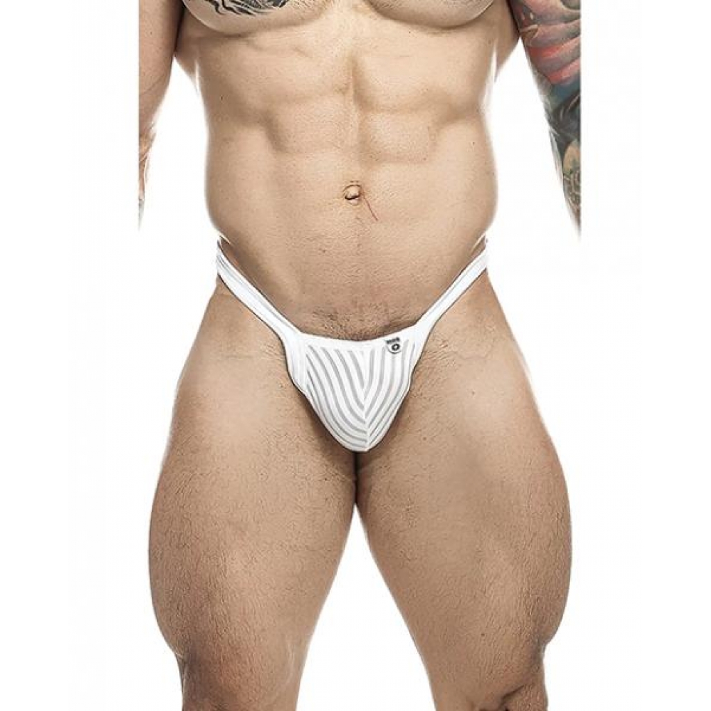 Male Basics Y Buns Thong - White Sheer Large