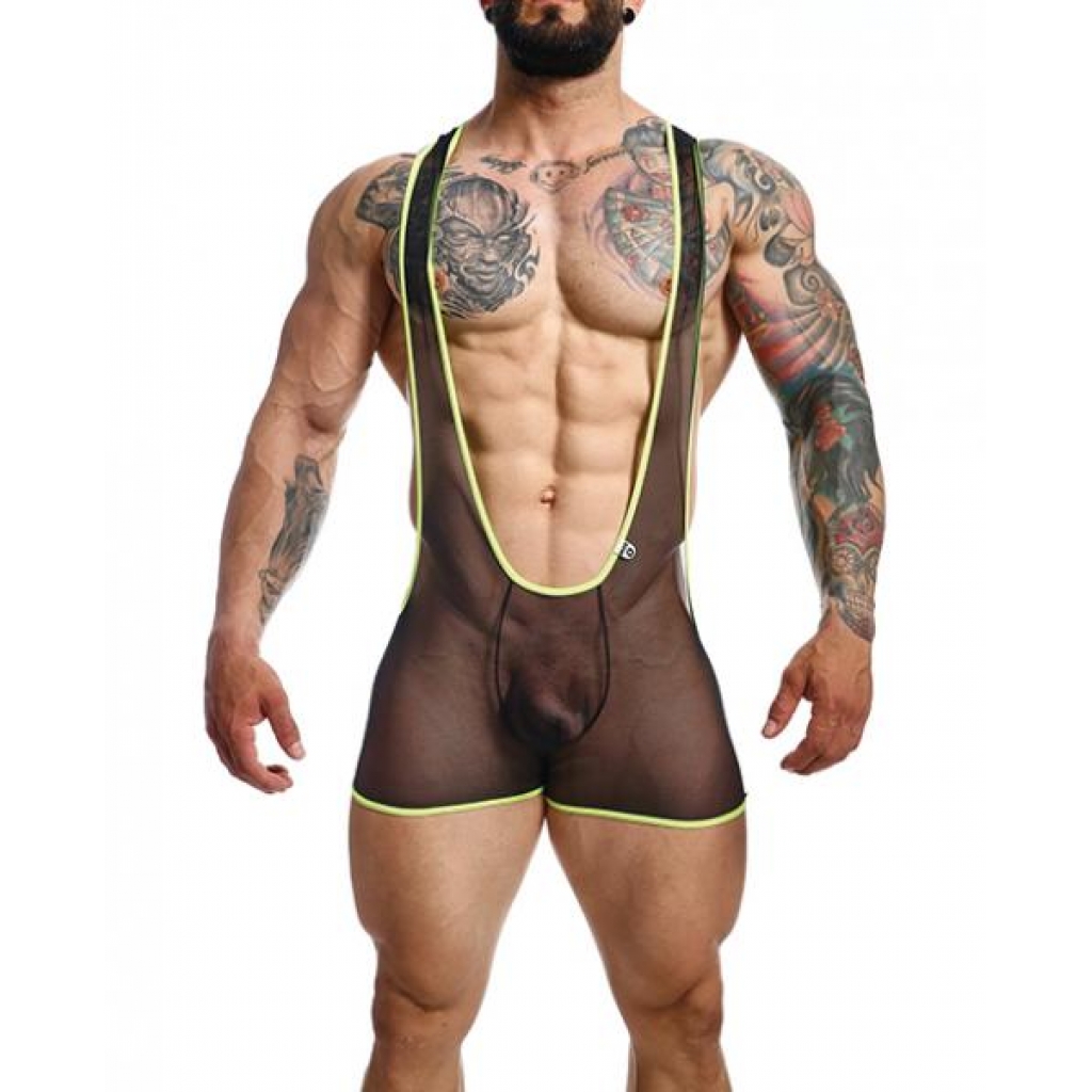 Male Basics Mob Singlet - Black/Lime XL Green