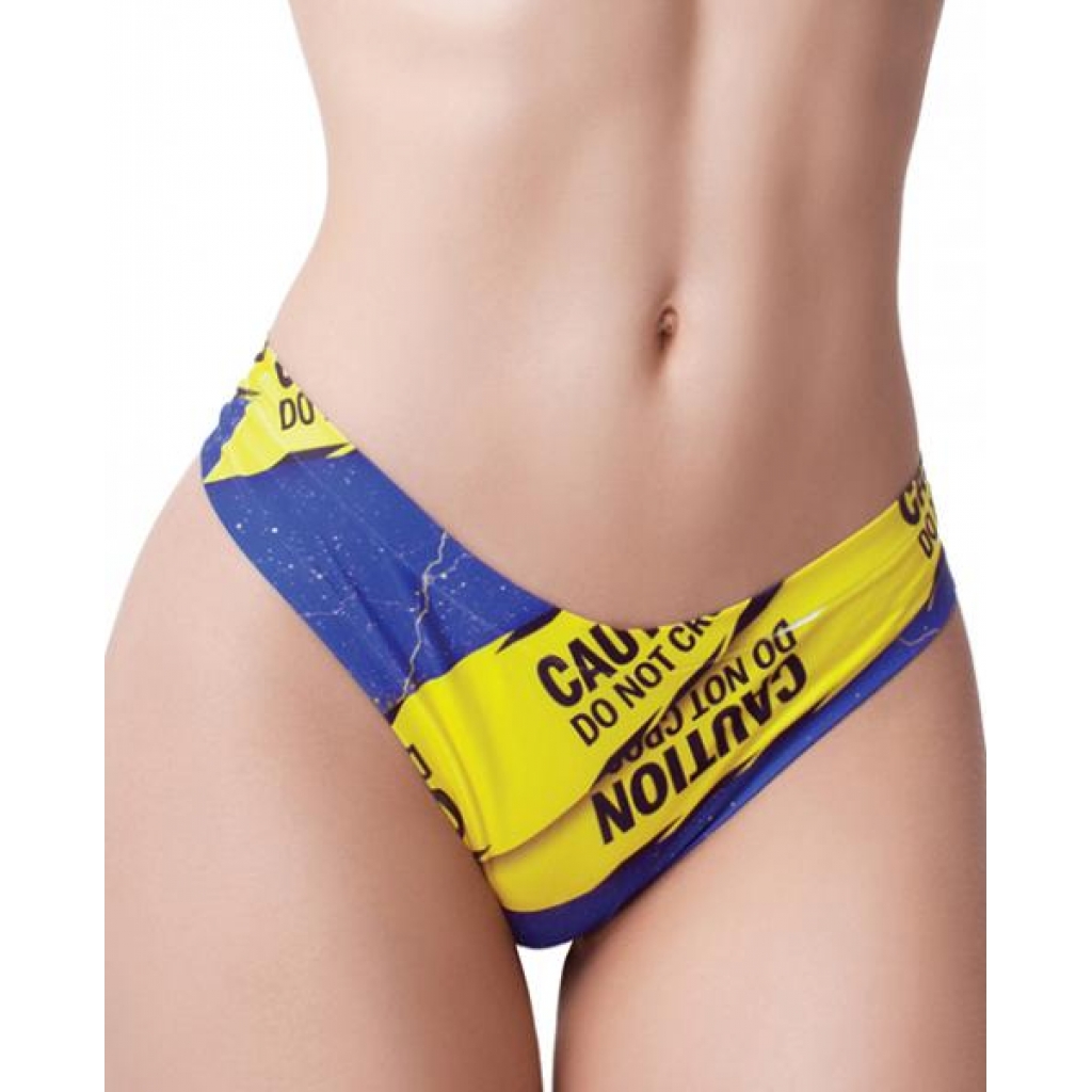 Comfortable MeMeMe Urban Geeks Caution Printed Thong - Large