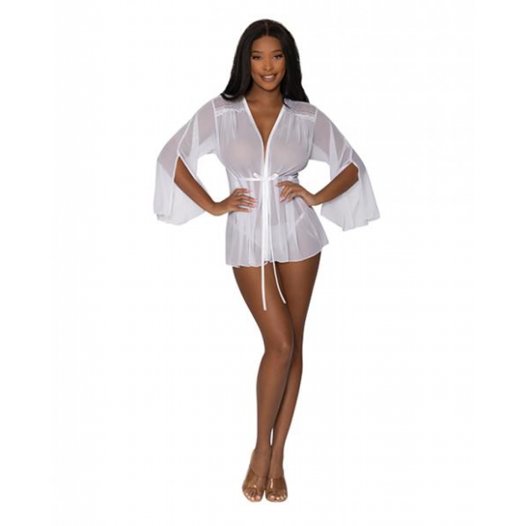 Modern Romance Flowing Short Robe - White L/XL