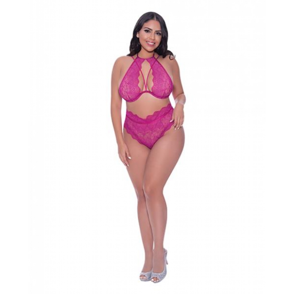 Berrylicious Lace Halter Top & Panty - Pink Queen