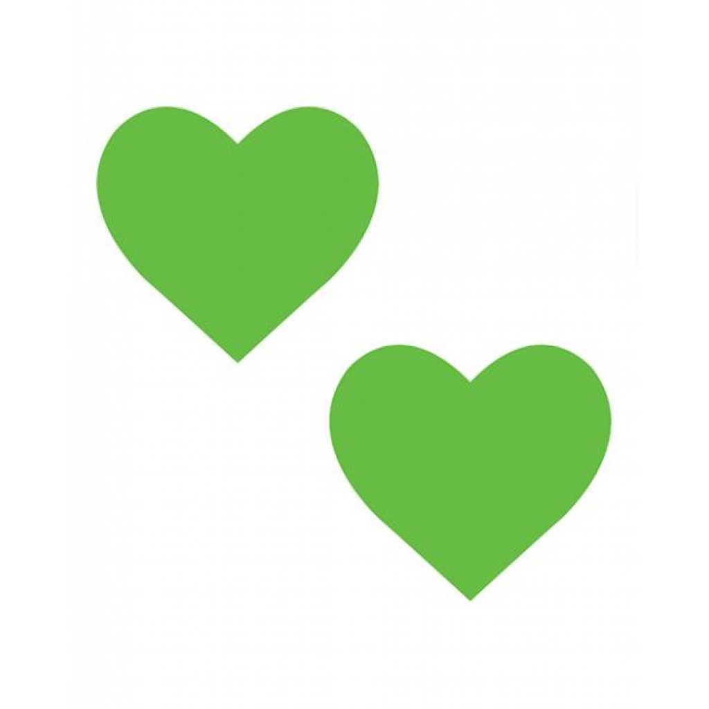 Neva Nude Temperature Reactive Heart Pasties - Neon Green