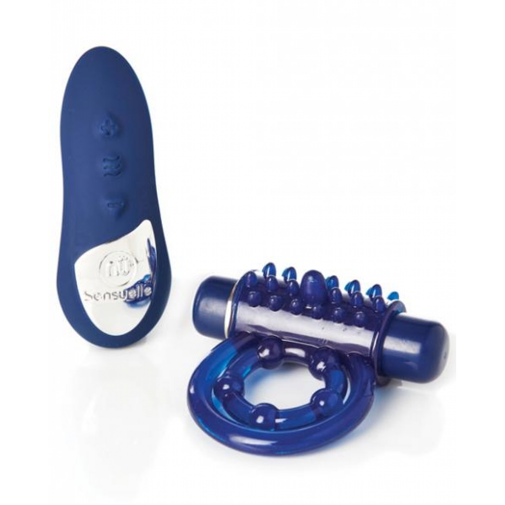 Sensuelle Remote Control Rechargeable Bullet Ring - Blue