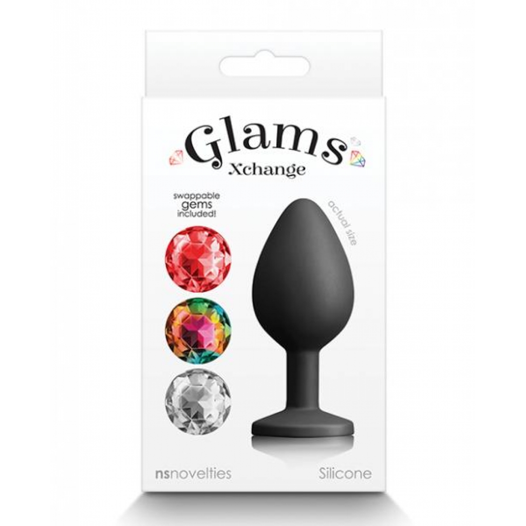 Glams Xchange Round Medium Black Anal Plug - Elegant Design