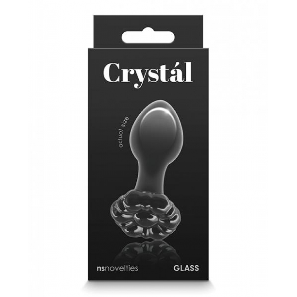 Elegant Black Crystal Flower Butt Plug