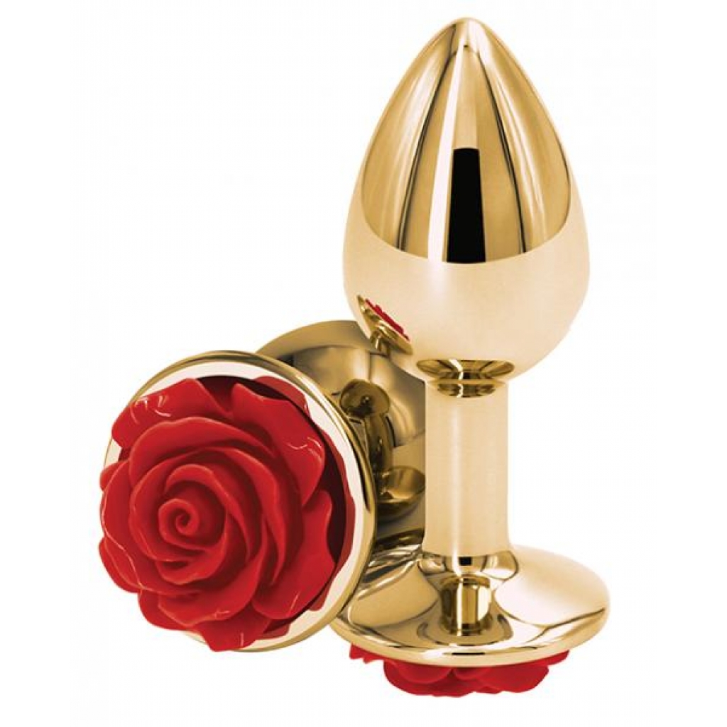 Lightweight Chrome-Plated Red Rose Anal Toy - Small