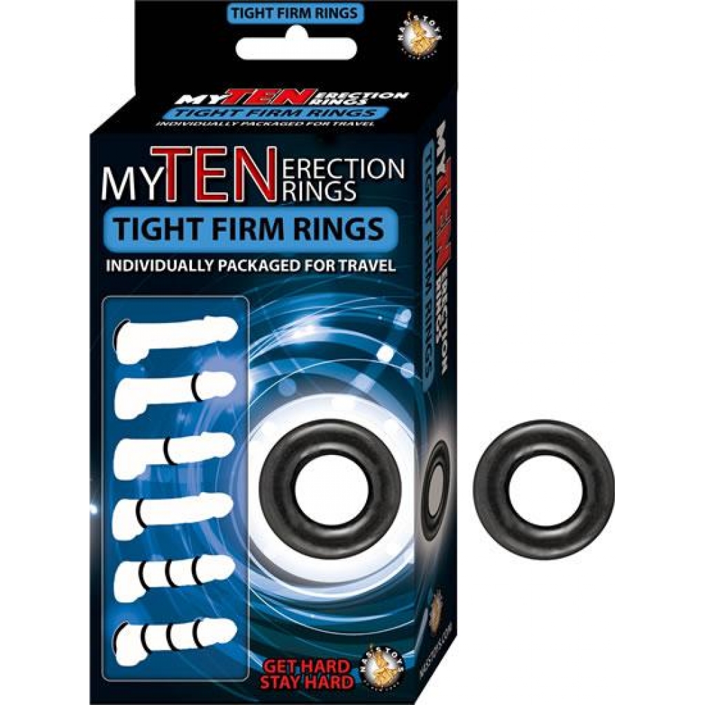 My Ten Erection Rings - Tight Firm Rings - Black