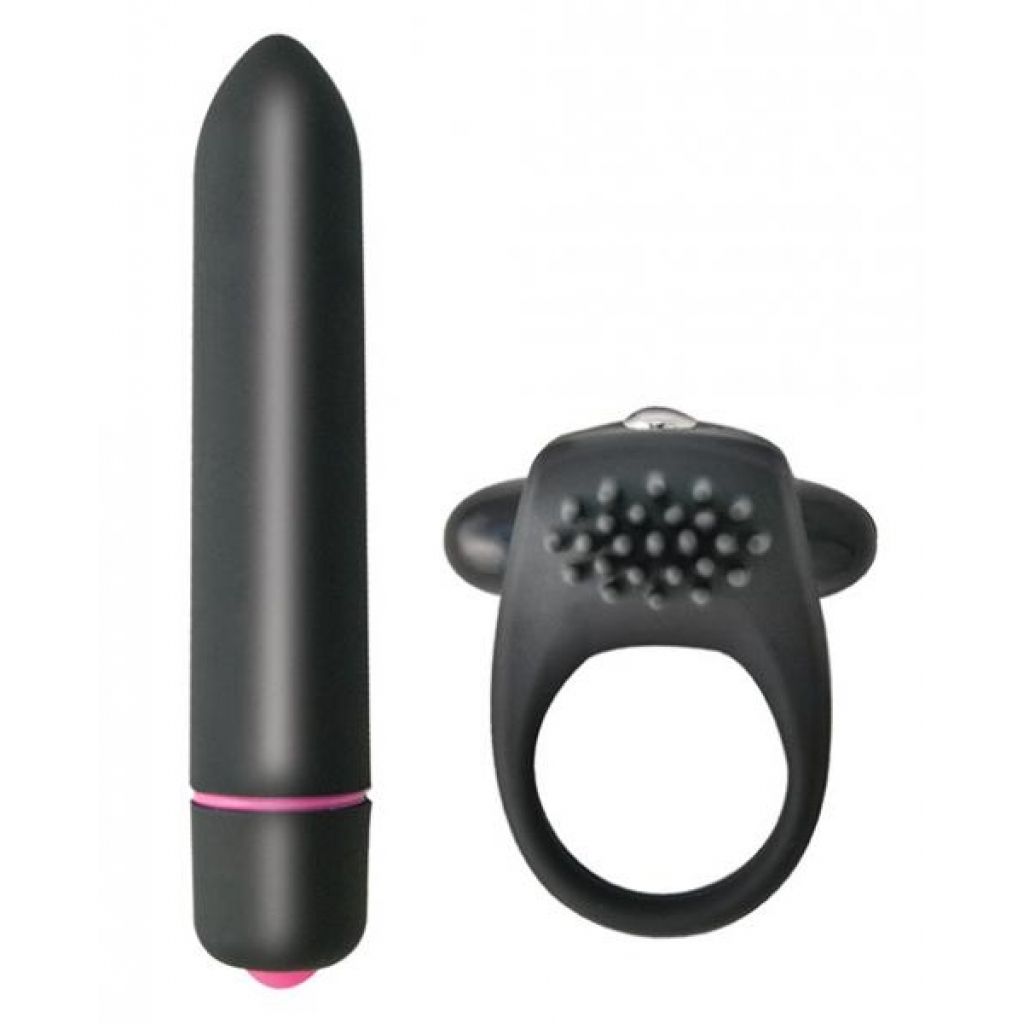 Intense Cock Ring & Bullet Vibrator - Black