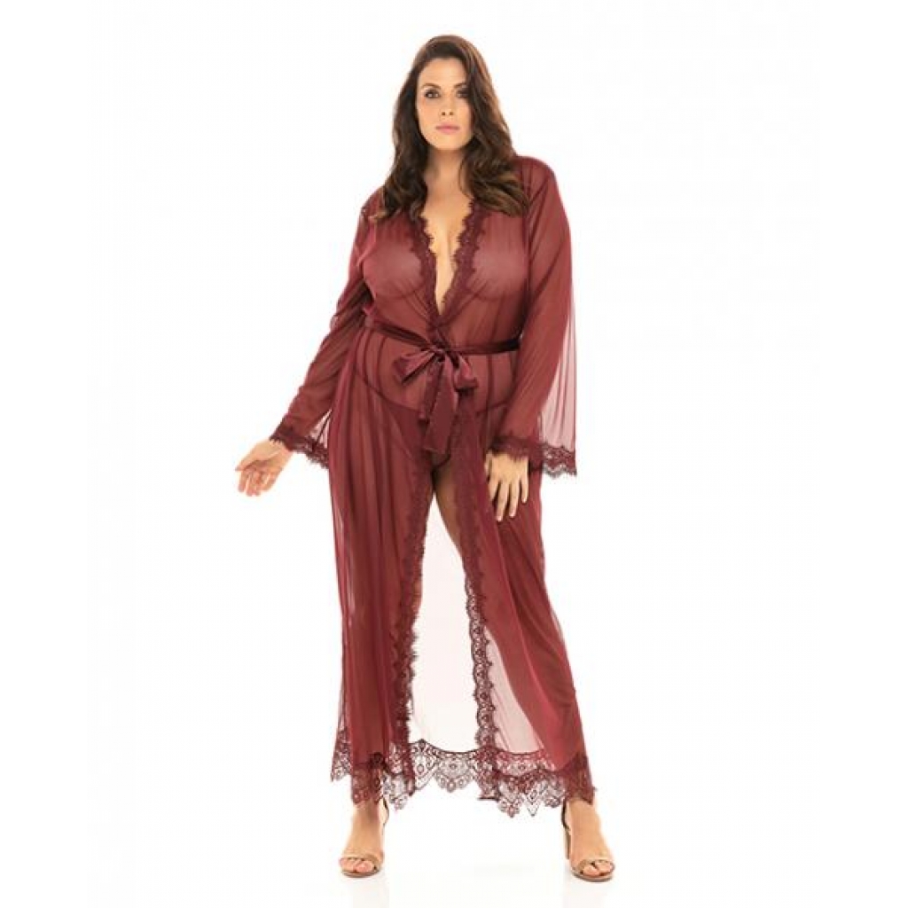 Provence Eyelash Lace Floor Length Robe - Zinfandel