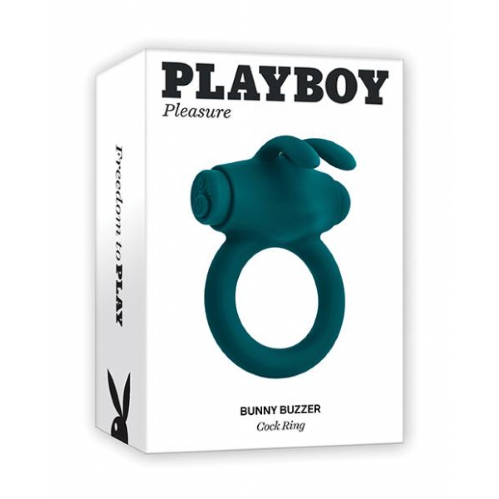 Playboy Pleasure Bunny Buzzer Cock Ring - Deep Teal Green