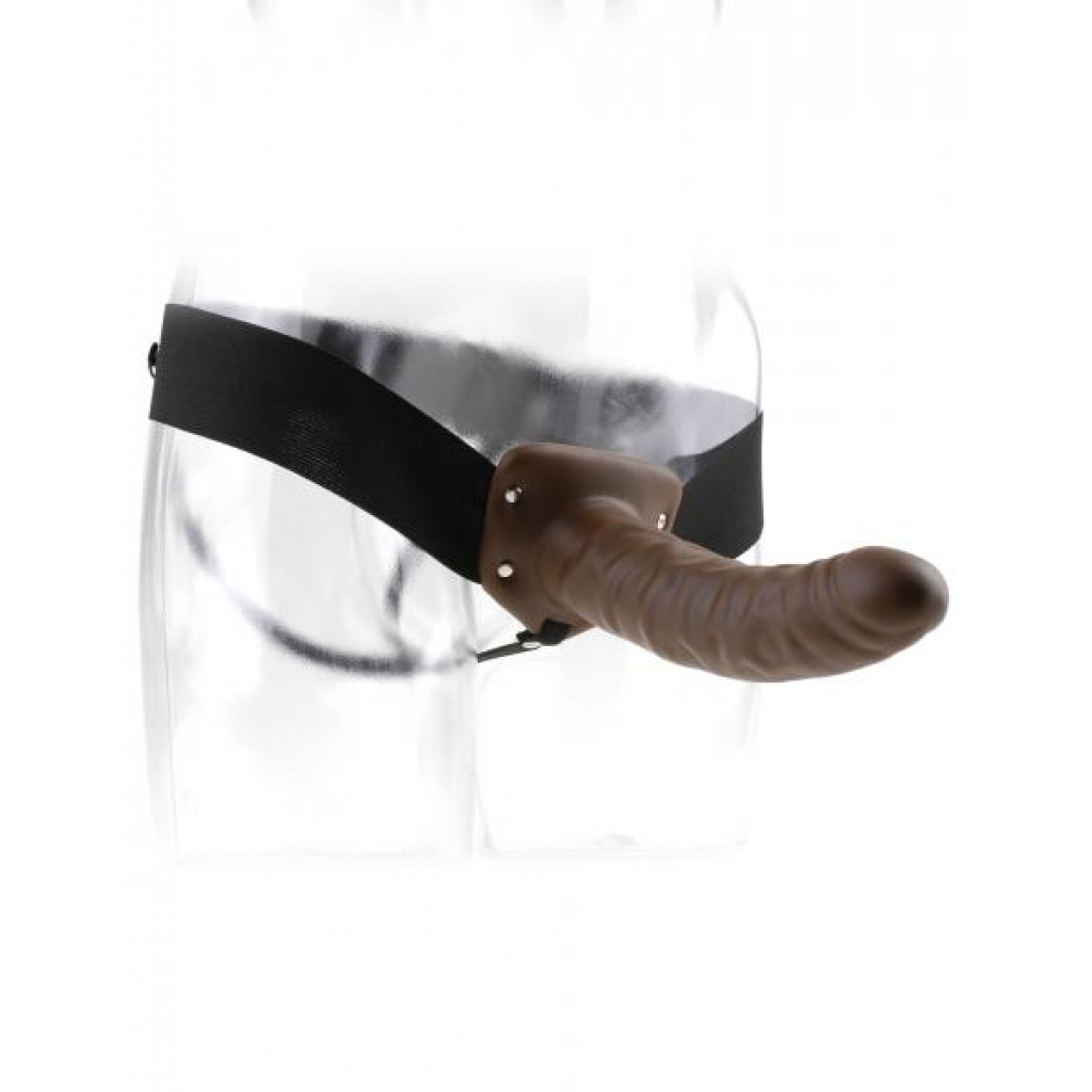 8-Inch Hollow Strap-On - Brown, Adjustable Fit