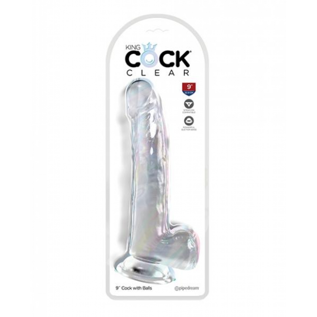 King Cock Clear 9-inch Cock with Balls - Clear