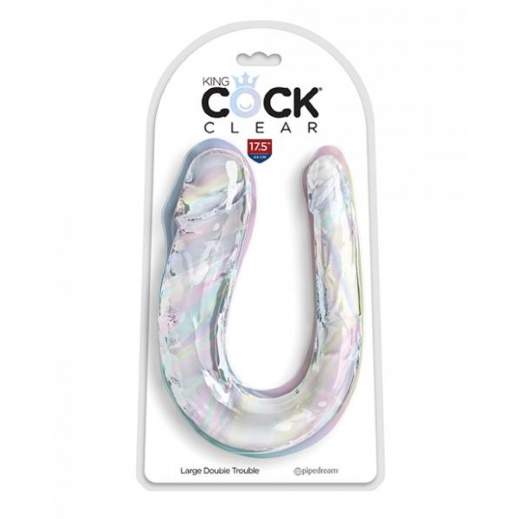 King Cock Clear Large Double Trouble Dildo - Transparent Pleasure