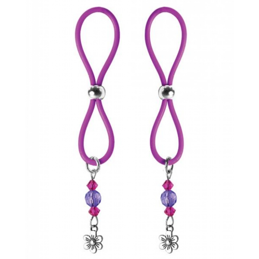 Bijoux De Nip Nipple Halos - Flower Charm Purple