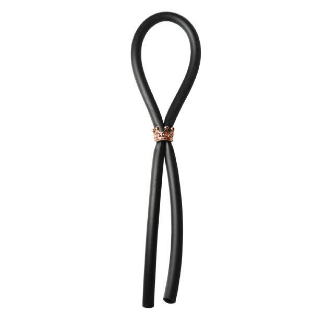 Bolo Lasso Ring Rose Gold Crown Slider - Black