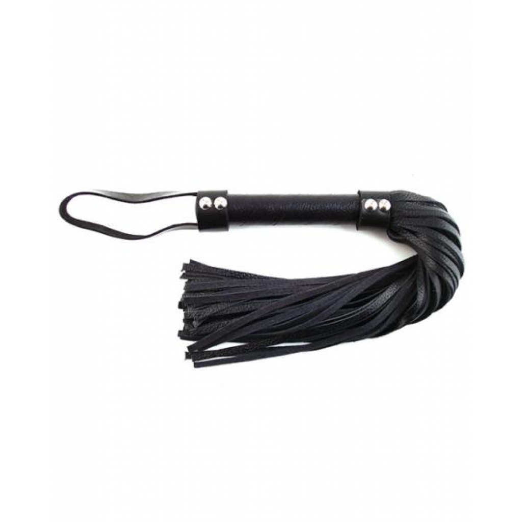 Short Leather Flogger with Hand Loop - Black