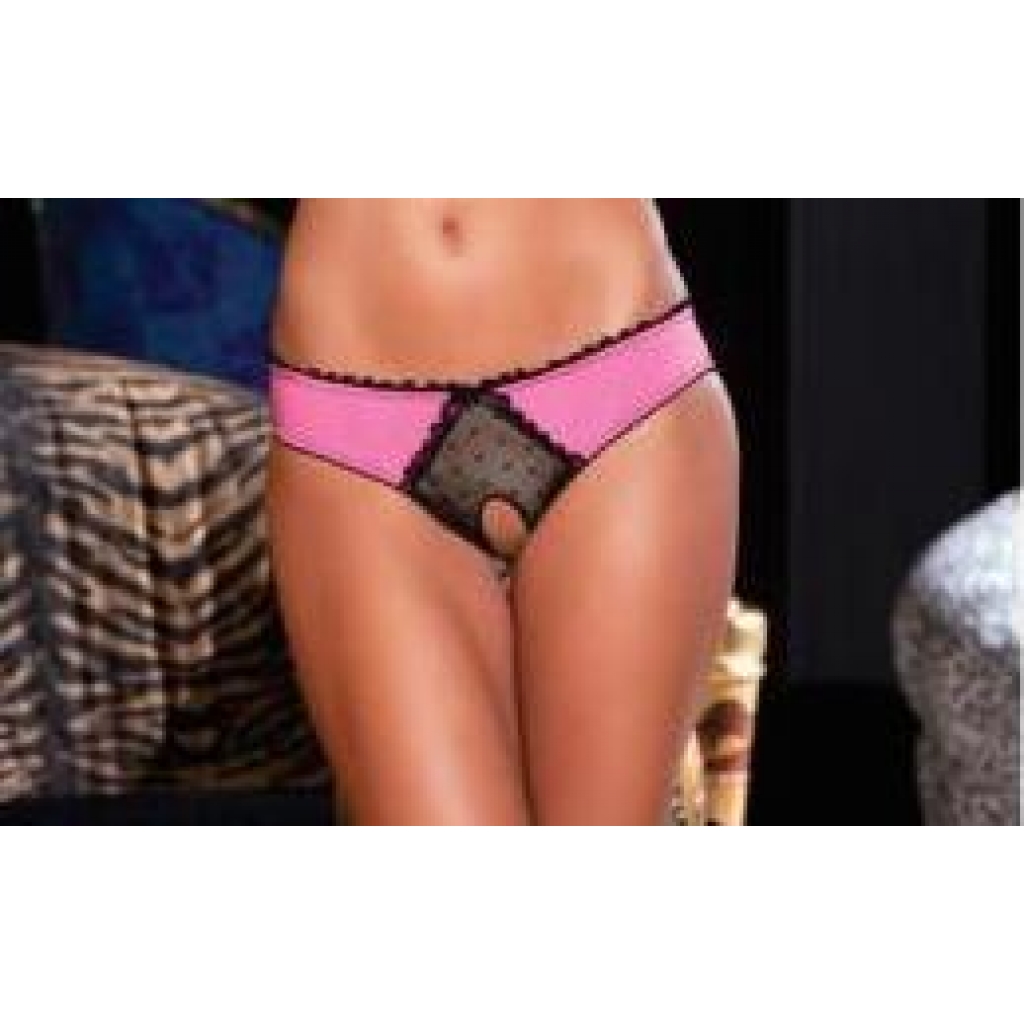 Crotchless Frills Panty with Back Bows - Pink M/L