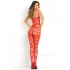 Rene Rofe Strapped Up Sheer Bodystocking - Red