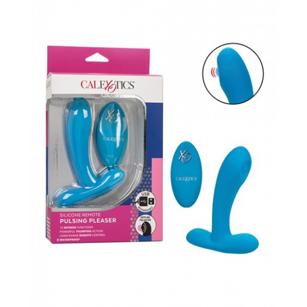 Silicone Pulsing Pleaser With Remote - Blue