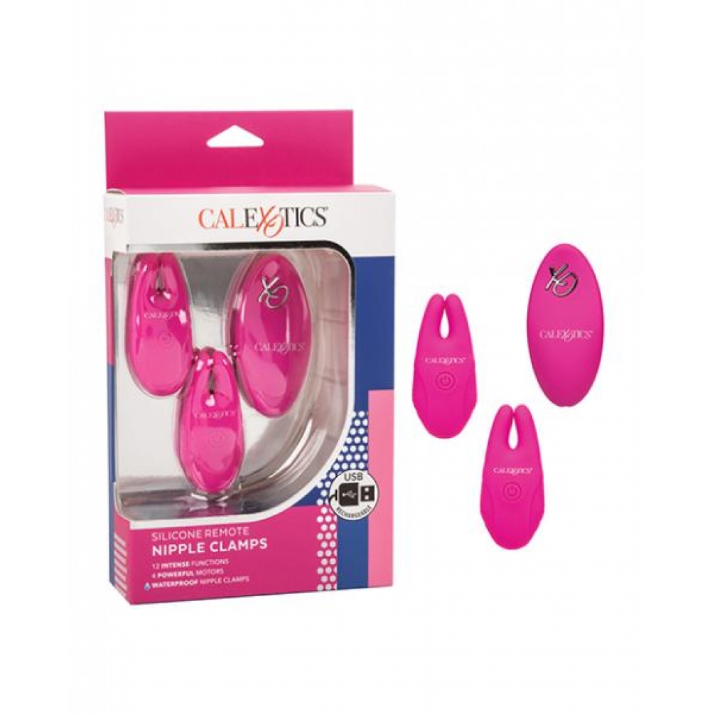 Remote-Controlled Silicone Nipple Clamps - Pink