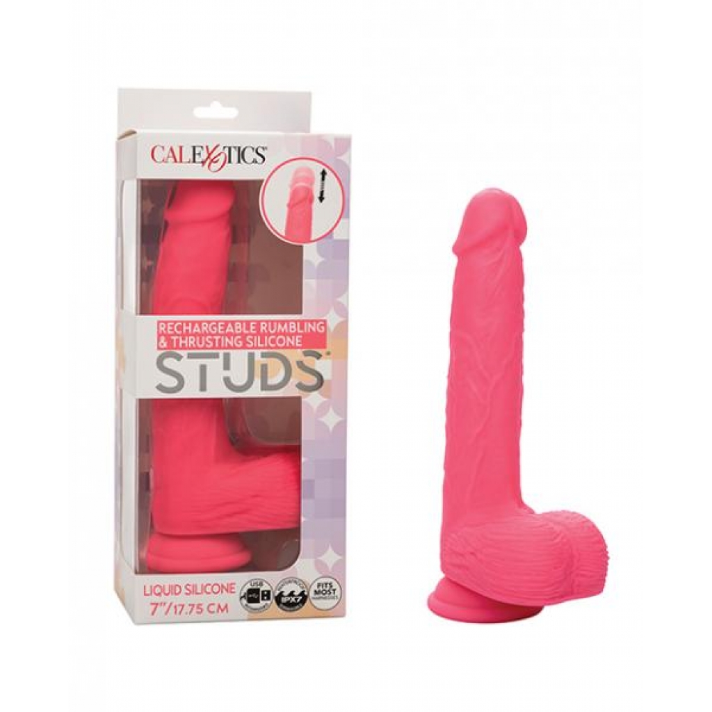 Rechargeable Rumbling & Thrusting Vibrator - Pink