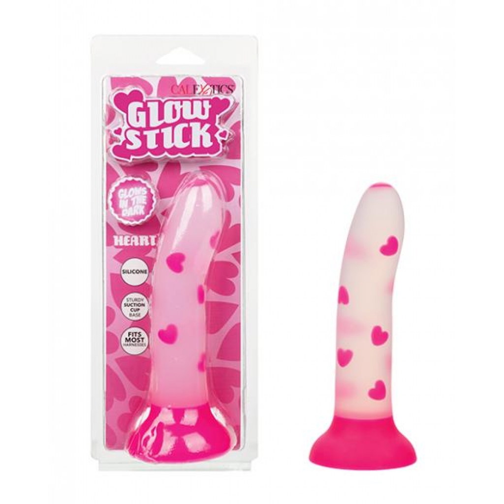 Glow Stick Heart Suction Cup Dildo - Pink & White