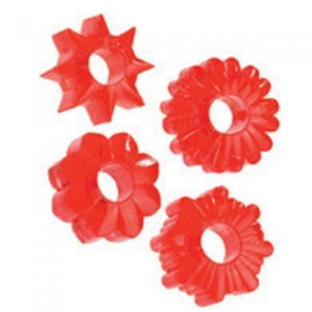 Basic Essentials Set of 4 Rings - Red