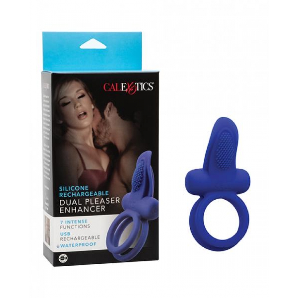 Couples Enhancers Silicone Rechargeable Dual Pleaser - Blue