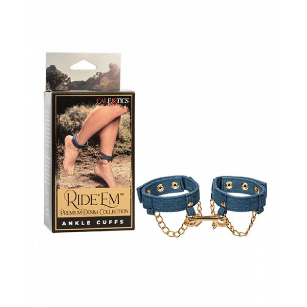 Ride 'em Premium Denim Collection Ankle Cuffs - Stylish Restraint