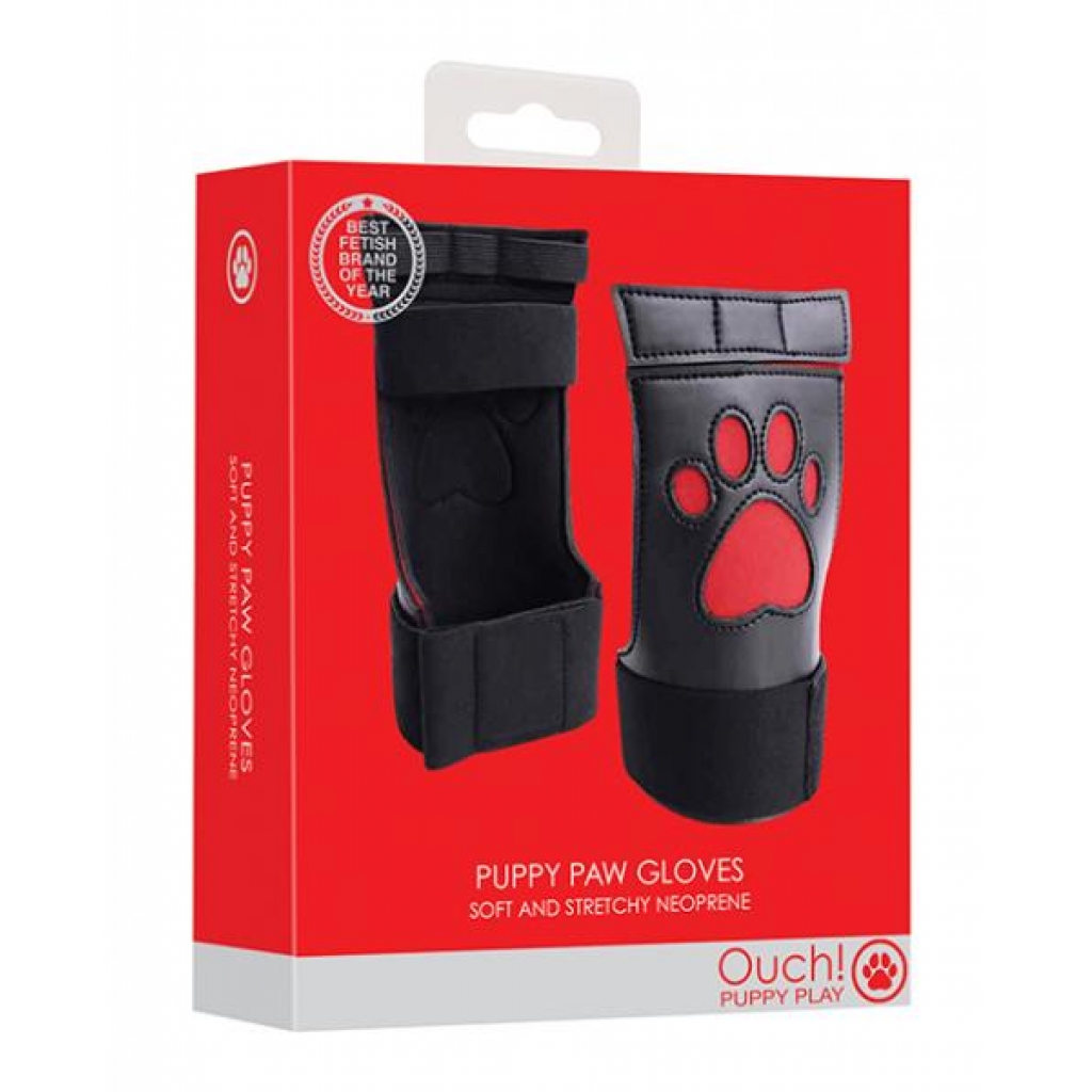 Ouch! Puppy Play Red Paw Cut-out Gloves