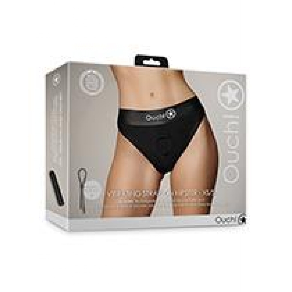 Premium Vibrating Strap-On Hipster - Black XS/S