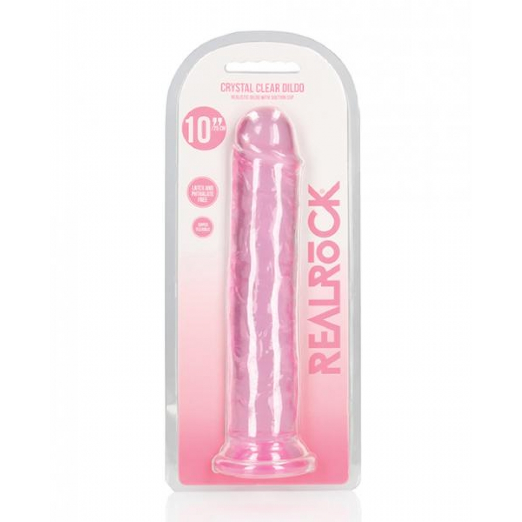 Shots Realrock Crystal Clear 10-Inch Straight Dildo - Pink