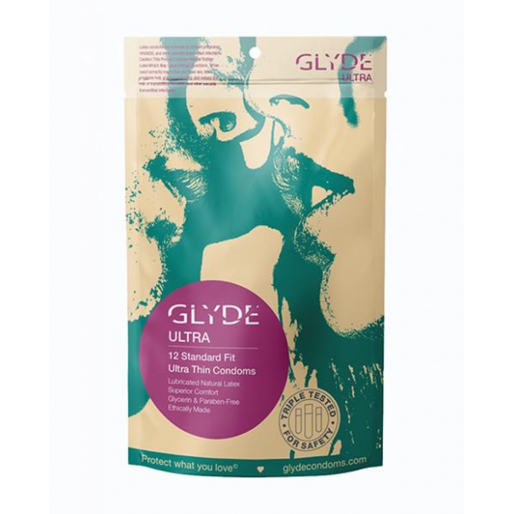 Glyde Ultra Vegan Condoms - Pack of 12 for Safe Pleasure