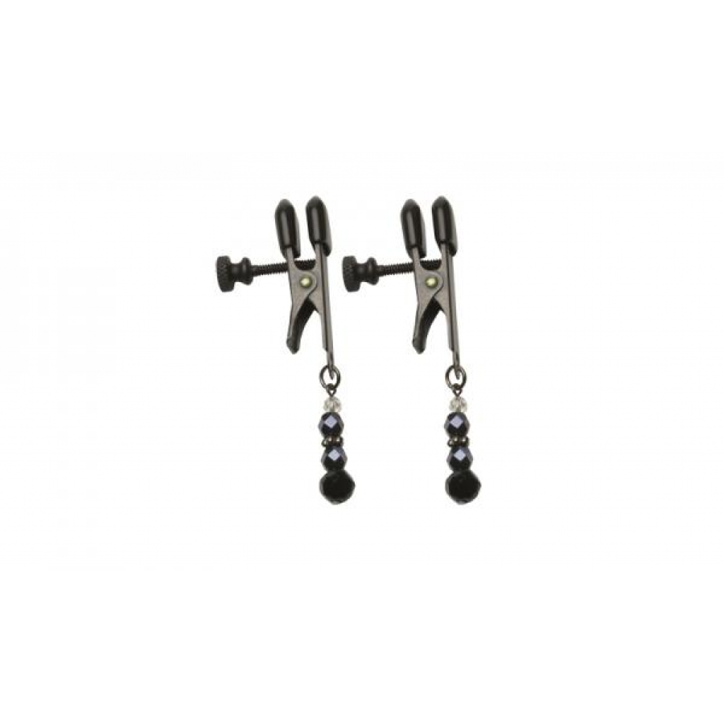 Adjustable Black Beaded Nipple Clamps with Broad Tips