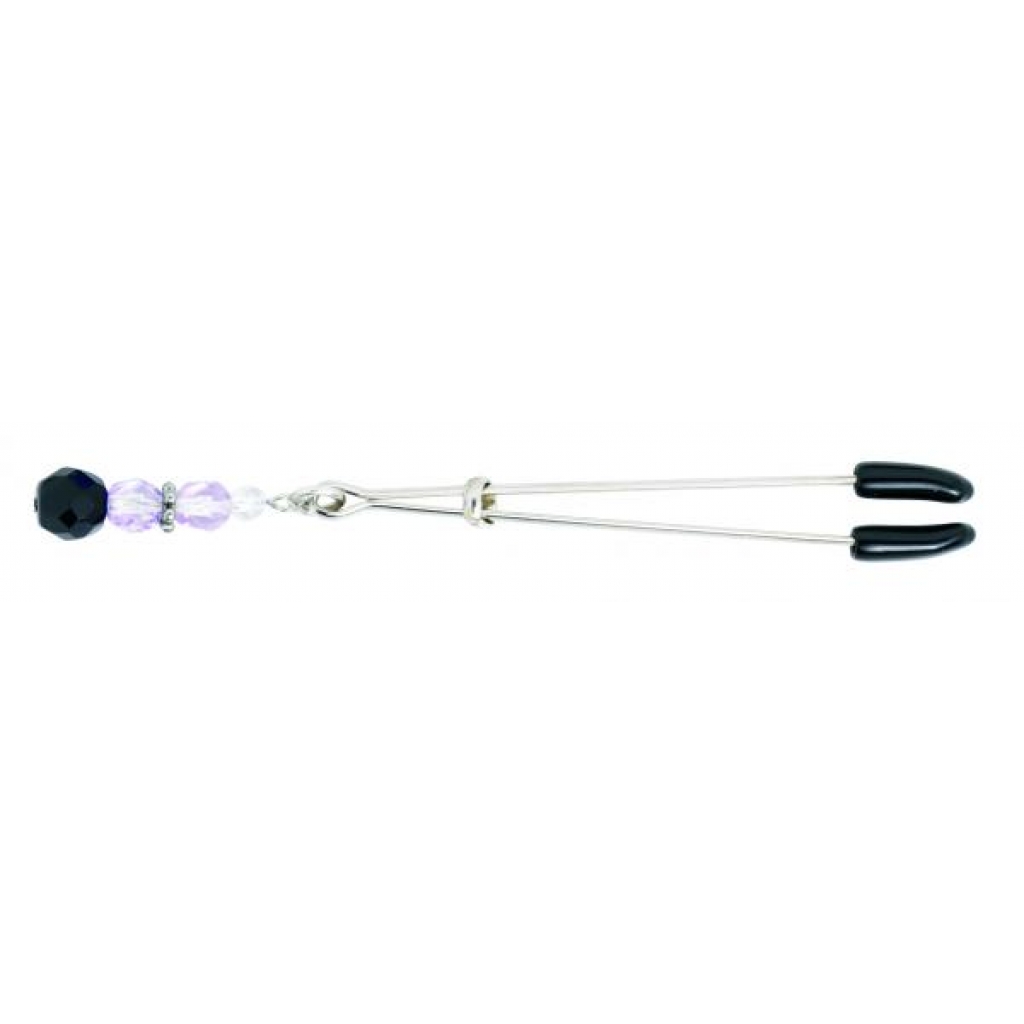 Beaded Clit Clamp With Tweezer Tip Purple