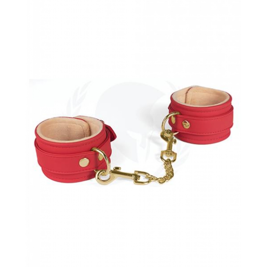 Spartacus PU Wrist Cuffs W/plush Lining - Red