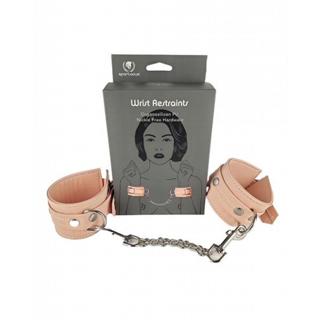 Spartacus Organsilicone PU Wrist Restraints - Tan - Vegan-Friendly Bondage