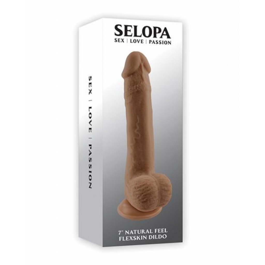 Natural Feel 7-Inch Flexskin Dildo - Dark Brown