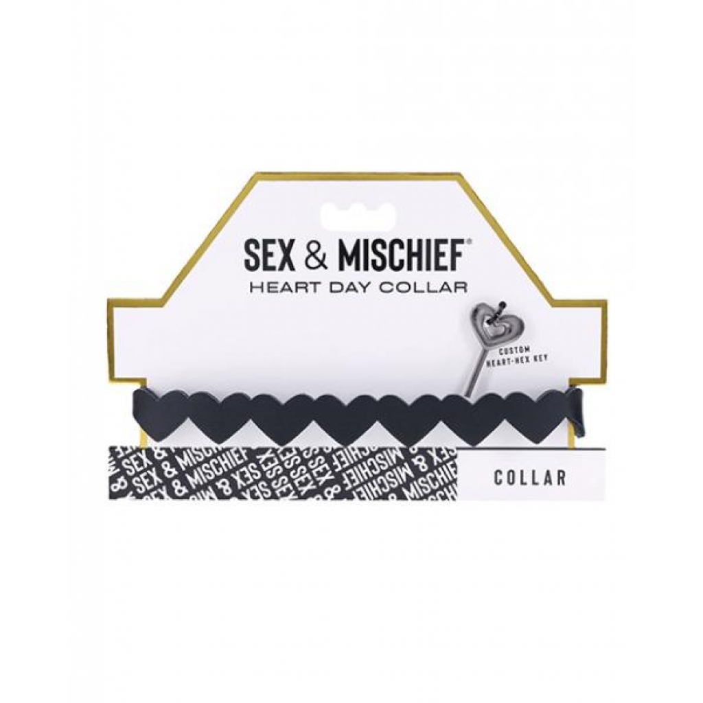 Sex & Mischief Heart Day Collar - Black