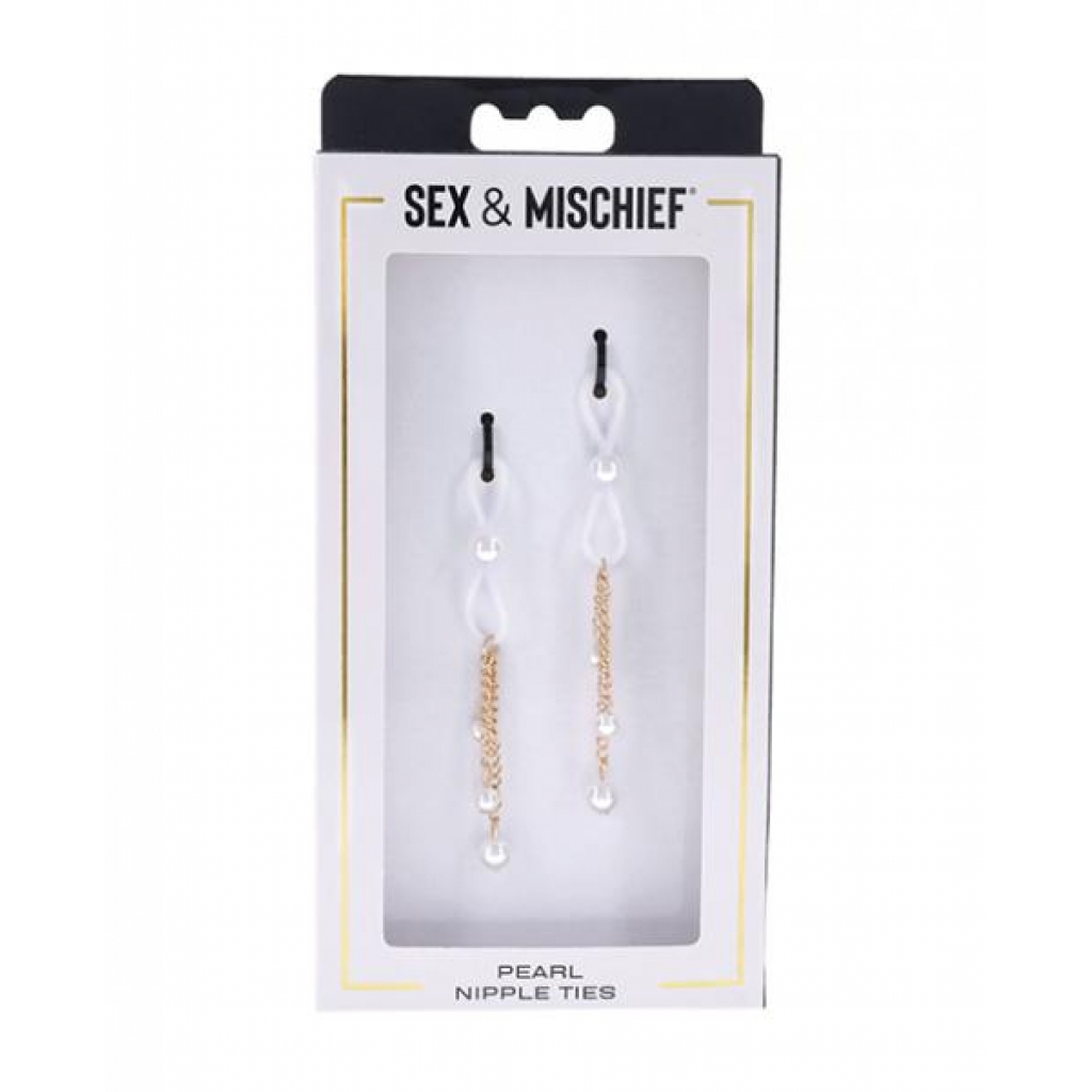 Sex & Mischief Pearl Nipple Ties in White