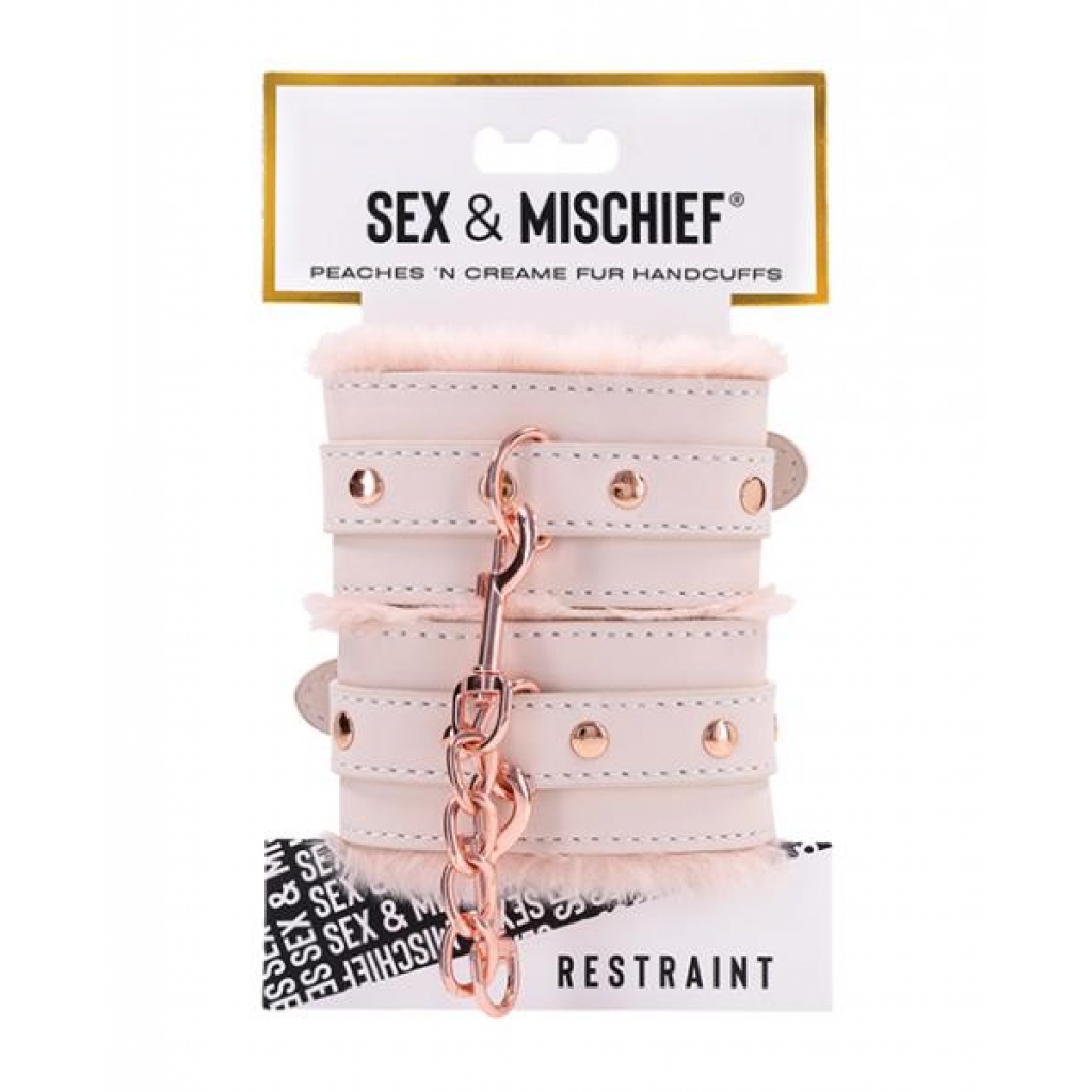 Sex & Mischief Peaches 'n Cream Fur Handcuffs - Beige