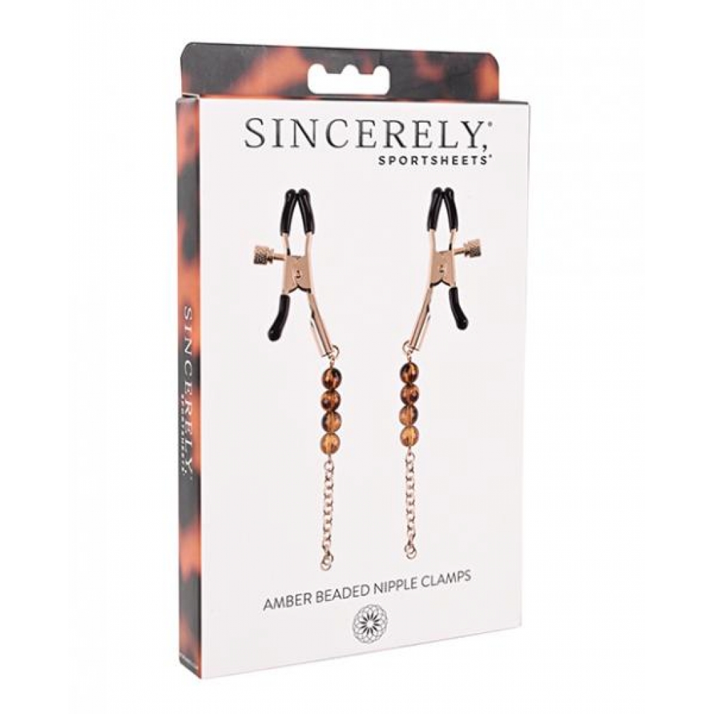 Sincerely Amber Beaded Nipple Clamps - Red