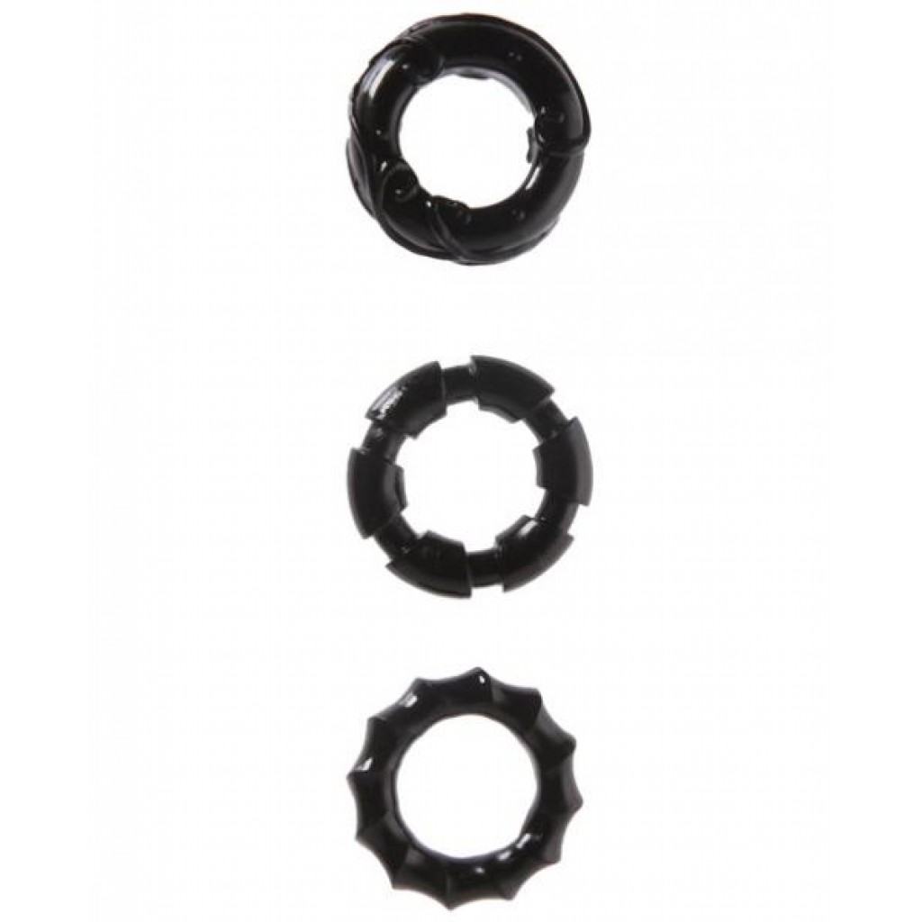 Malesation Stretchy Cock Rings - 3 Pack - Black