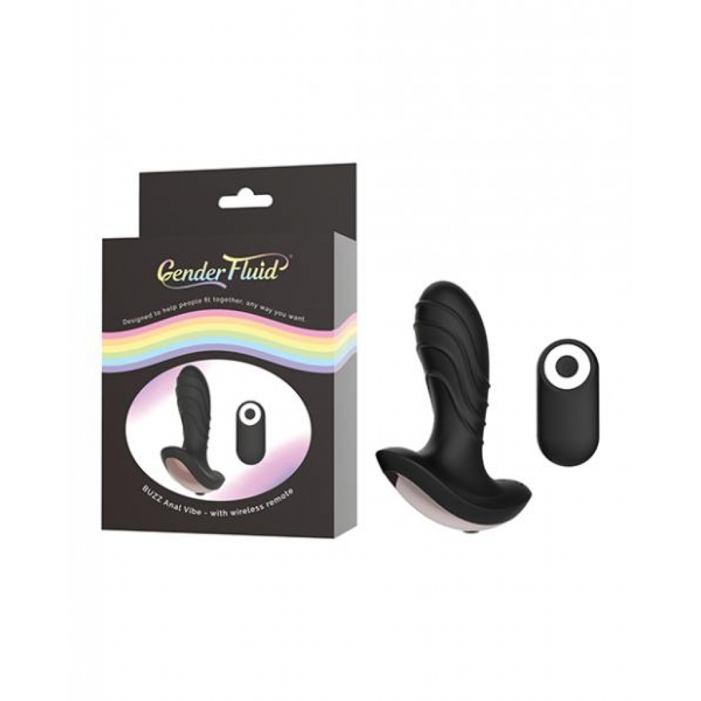 Gender Fluid Buzz Anal Vibe with Remote - Black