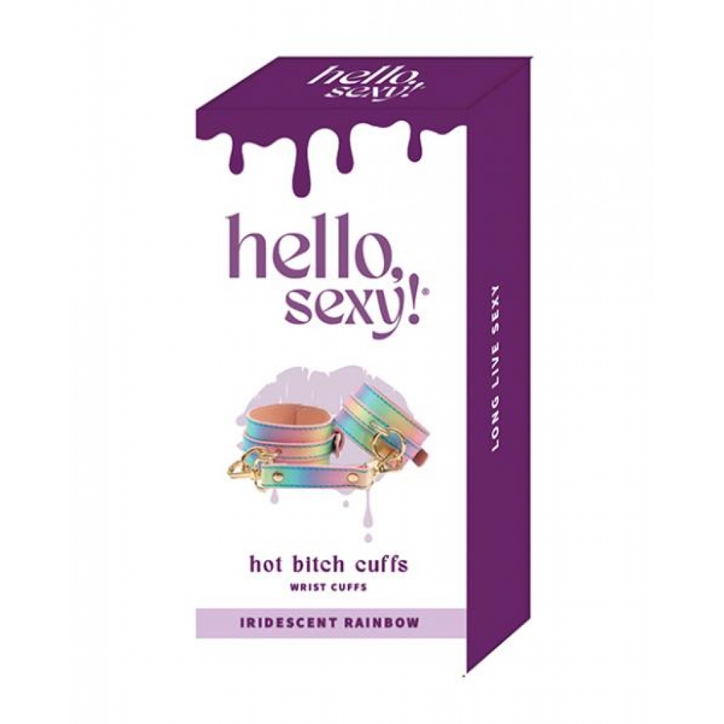 Hello Sexy! Hot Bitch Cuffs & Collar - Iridescent Rainbow