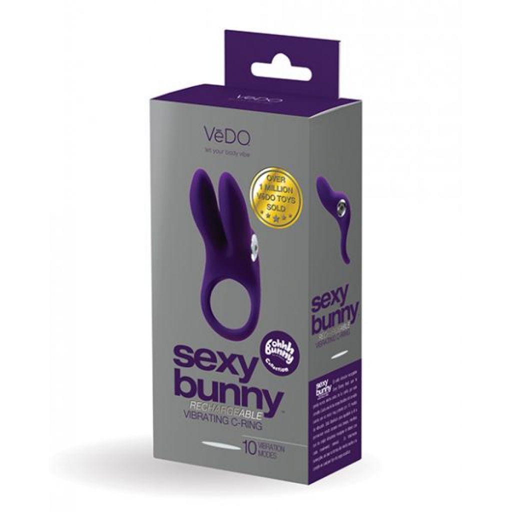 Vedo Sexy Bunny Rechargeable Ring - Deep Purple